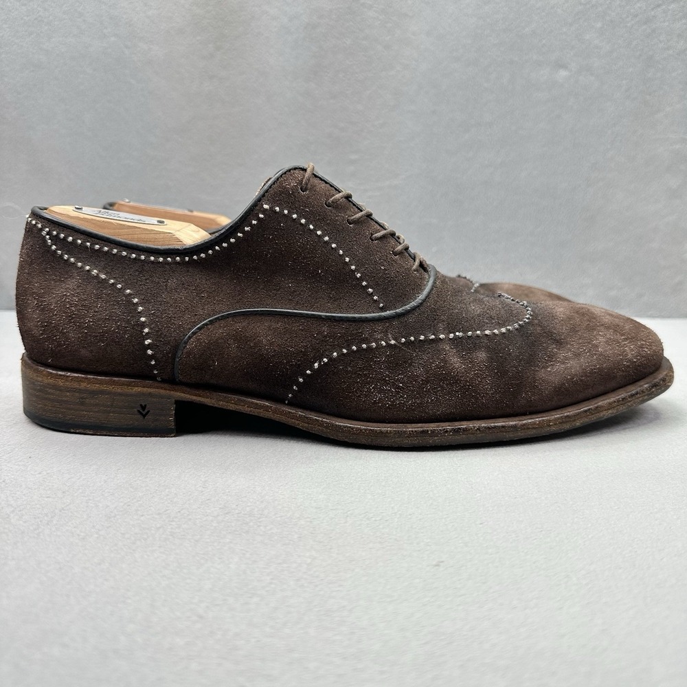 John Varvatos Waverly Mens Size 9.5 (D) Wingtip Oxford Brown Suede Made in Italy